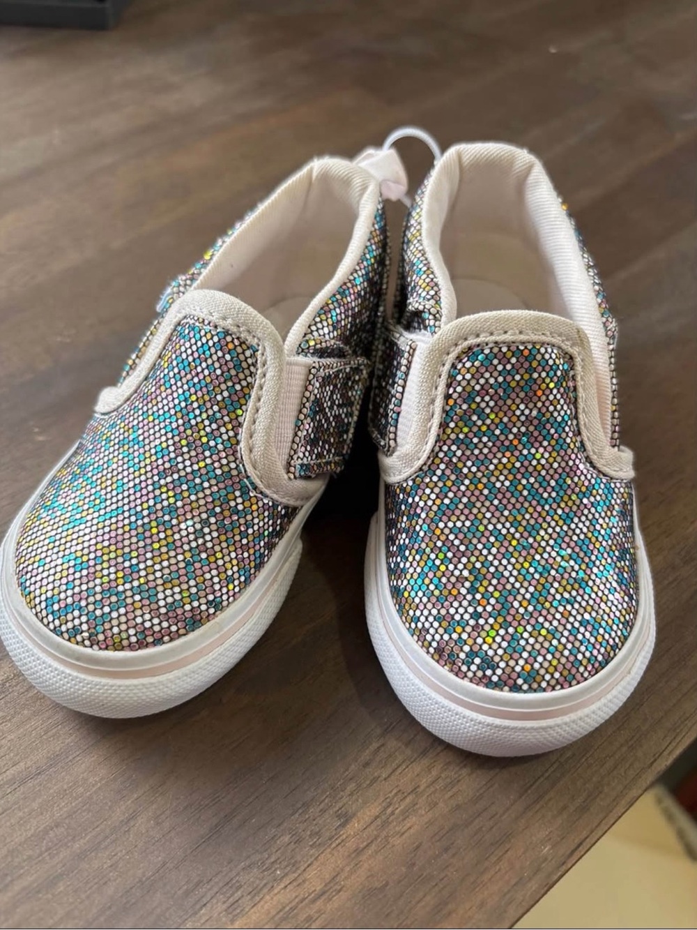 Vans Kids Slip-On Sneakers in Multi-Color Glitter